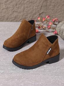 2024 Autumn/Winter New Women Shoes Boots Side Zipper Short Boots Low Heel Low-Shaft Fashion Ankle Boots For Women