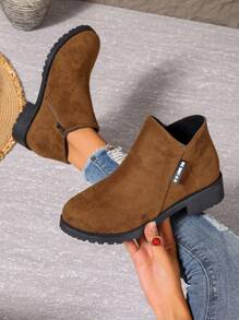 2024 Autumn/Winter New Women Shoes Boots Side Zipper Short Boots Low Heel Low-Shaft Fashion Ankle Boots For Women