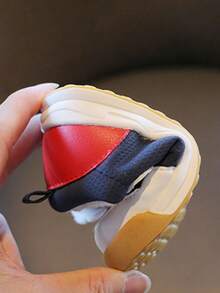 冬季新款 1-4 岁儿童厚毛绒保暖运动鞋，防水皮革鞋面，透气防滑软底舒适幼儿雪地靴，适合男孩和女孩 - 藍色 - 查看 9