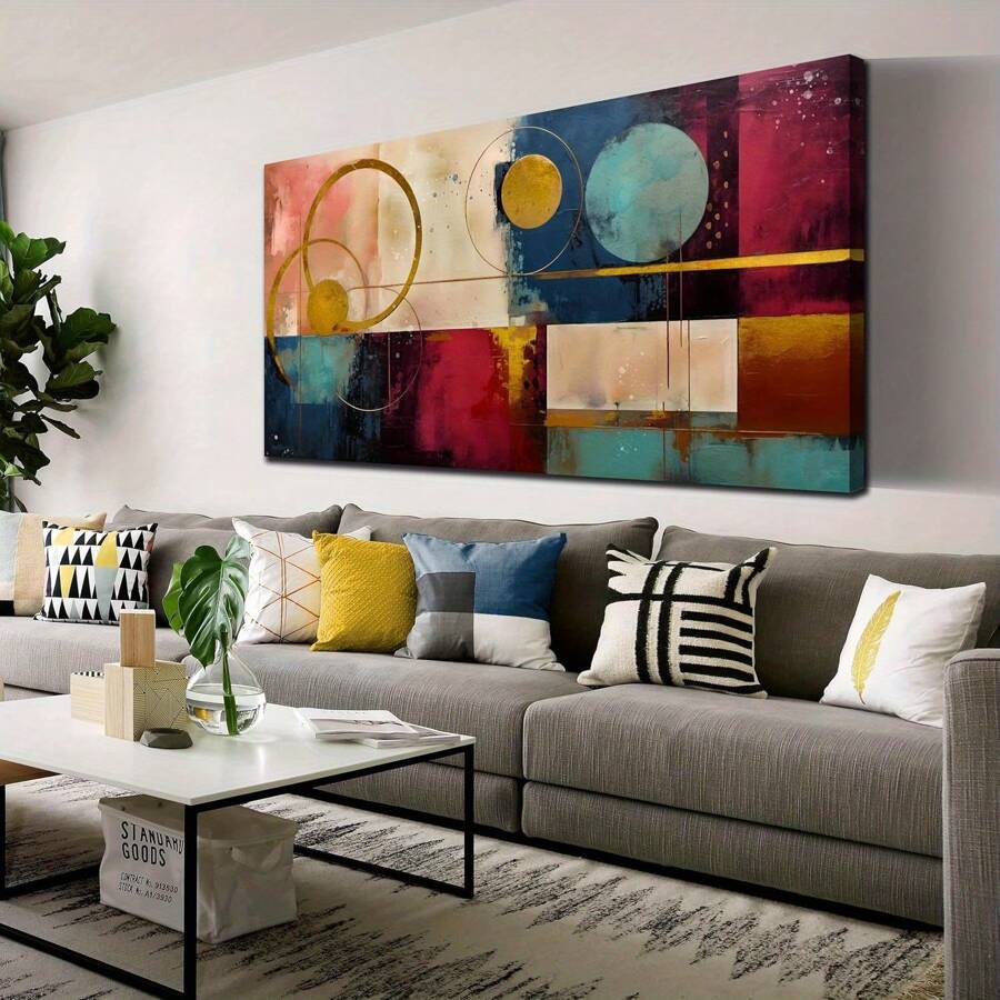 1pcs Abstract Canvas Wall Art Modern Living Room Bedroom Home Office Wall Decor Dark Color Abstract Picture Framed Canvas Prints Ready To Hang Wooden Frame - Ready To Hang - Multicolor - View 1