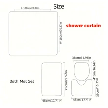 1/3/4pcs Plants Line Pattern Shower Curtain Set, Waterproof Curtain With 12 Hooks, Toilet Lid Cover And U Shaped Rug Machine Washable Woven Fabric,Easy-To-Hang, Bathroom Decor Accessories Fall Decor Bathroom Accessories Back To School