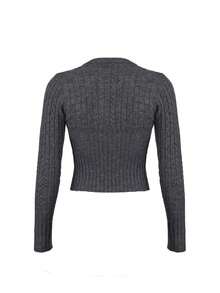 Women Casual Twisting Knit V-Neck Pullover Sweater Top, Suitable For Daily, Sports And Commute (Pants Not Included), Autumn/Winter