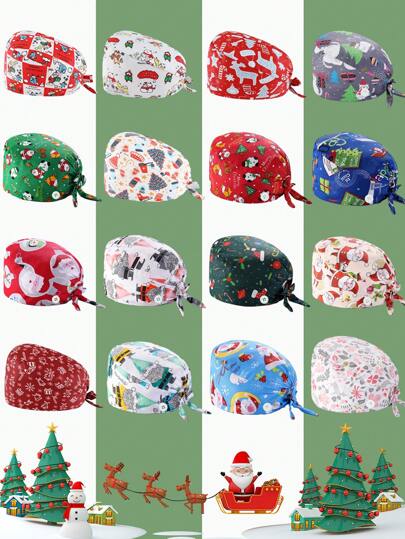 1 pezzo Cappello da infermiera in poliestere stampato, berretto da lavoro per costume e rappresentazione, regolabile e traspirante, adatto per medici pediatrici, adatto per Ognissanti e Natale, unisex