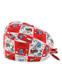 1 pezzo Cappello da infermiera in poliestere stampato, berretto da lavoro per costume e rappresentazione, regolabile e traspirante, adatto per medici pediatrici, adatto per Ognissanti e Natale, unisex