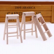 Escalera de casa de muñecas de madera en miniatura, escalera plegable de escena en miniatura para modelo del hogar, se puede abrir - Multicolor - Ver 4
