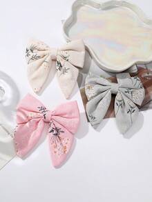 3 件/套亚麻儿童发夹带蝴蝶结，中式刺绣花卉面料发饰，女孩马尾辫夹，可爱儿童发饰，儿童发饰，适合日常使用 - 彩色 - 查看 6