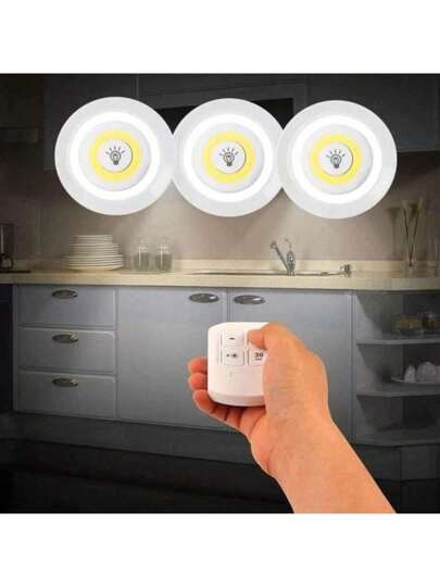 Kit 3 Lâmpada Iluminaria Led Spots com Controle Remoto