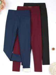 3Pcs Women High Waist Thermal Lined Leggings, Winter Tights - Multicolor - View 2