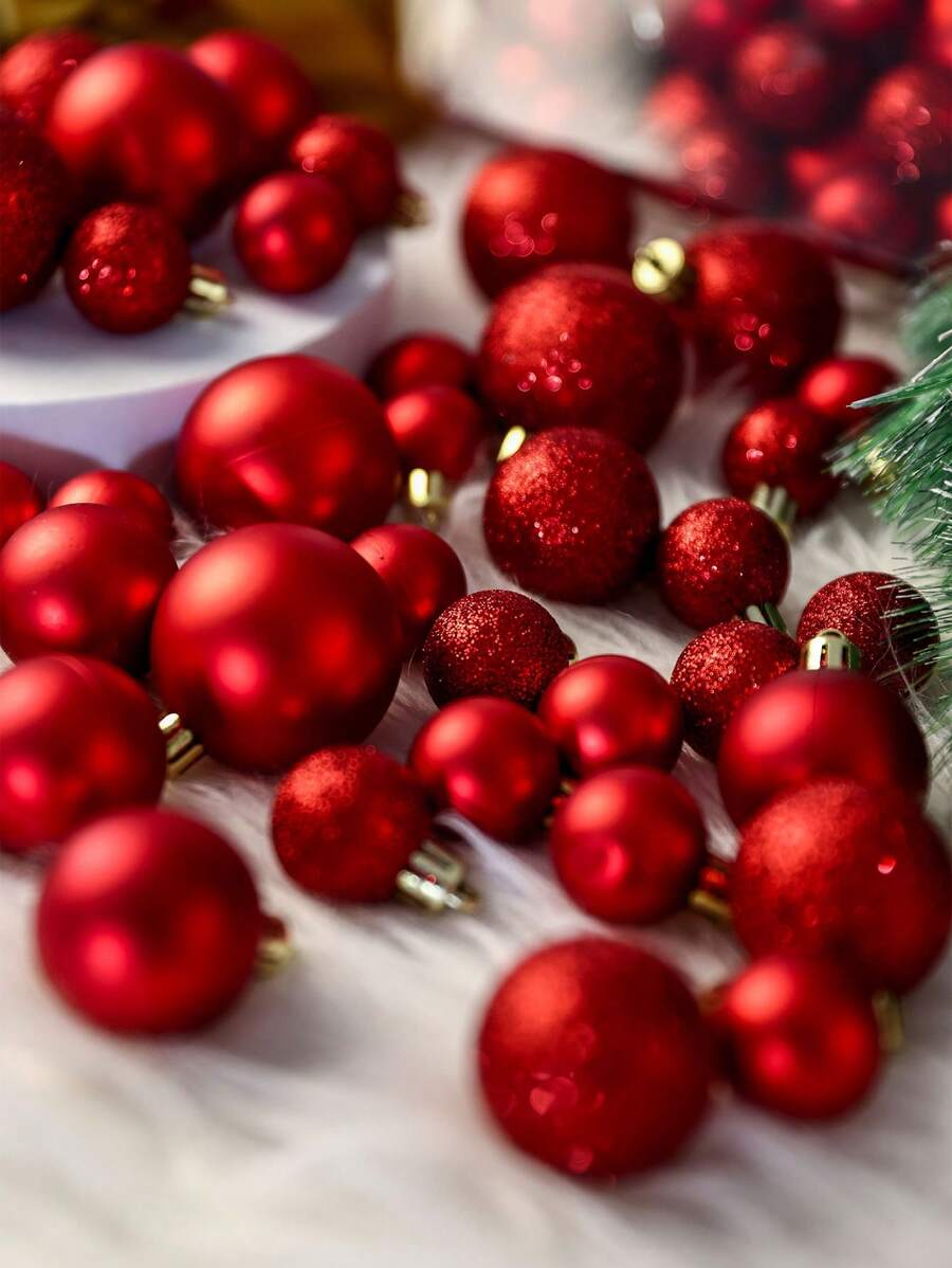 44 piezas - Adornos de bolas de Navidad rojas mini, decoración del árbol de Navidad, decoraciones colgantes a prueba de roturas para Navidad, cumpleaños, vacaciones, fiesta de boda, hogar, decoración de oficina - Decoración perfecta del árbol de Navidad para crear un ambiente navideño - ¡Regalo de Navidad! Decoración del hogar para cumpleaños Decoraciones navideñas Decoración de habitación Invierno