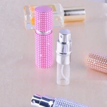 1pc 10ml Diamond Studded Empty Refillable Bottle, Portable Travelsize For Cosmetics, Perfume, Liquid