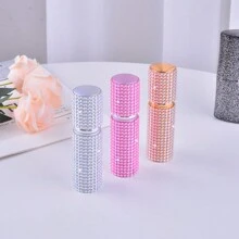 1pc 10ml Diamond Studded Empty Refillable Bottle, Portable Travelsize For Cosmetics, Perfume, Liquid