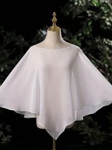 1pc Women's Plain Thin Shawl Poncho Cape, Sun Protection, Breathable, For Dress Outfit