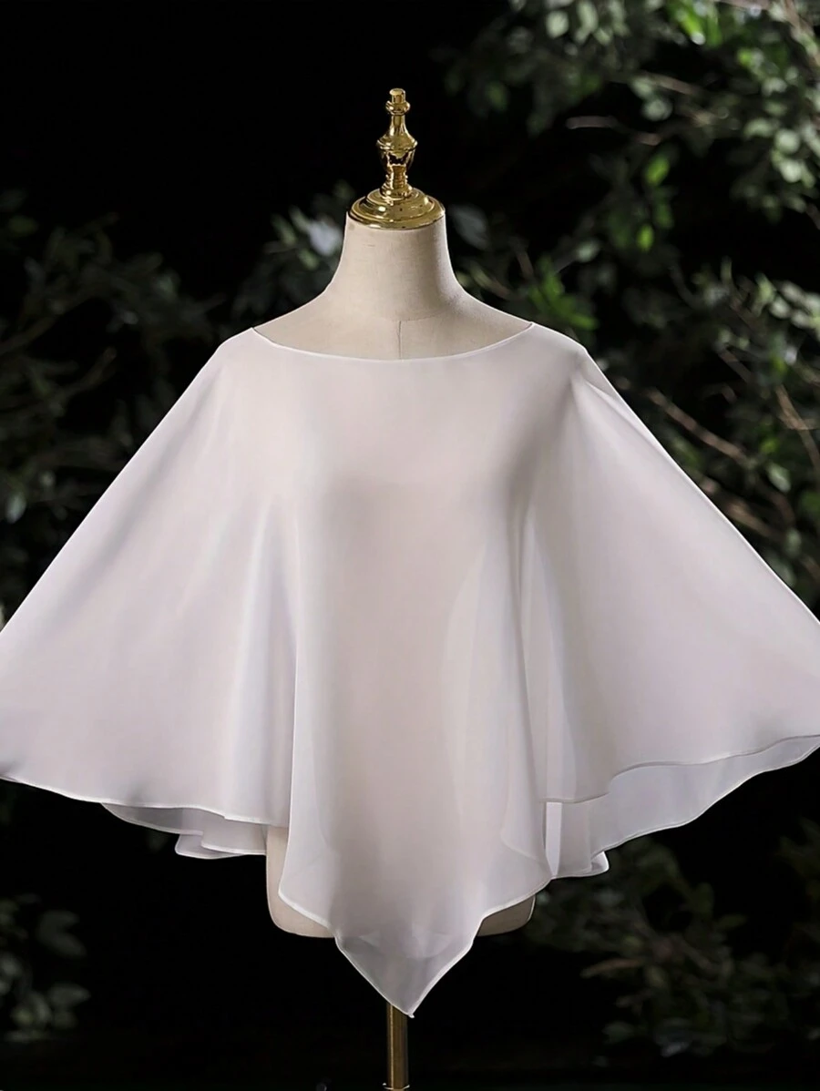1pc Women's Plain Thin Shawl Poncho Cape, Sun Protection, Breathable, For Dress Outfit
