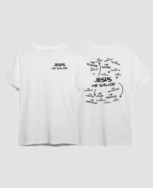 Basic T-Shirt Jesus Saved Me Love Christian Gospel Evangelical God - trắng - Xem 3