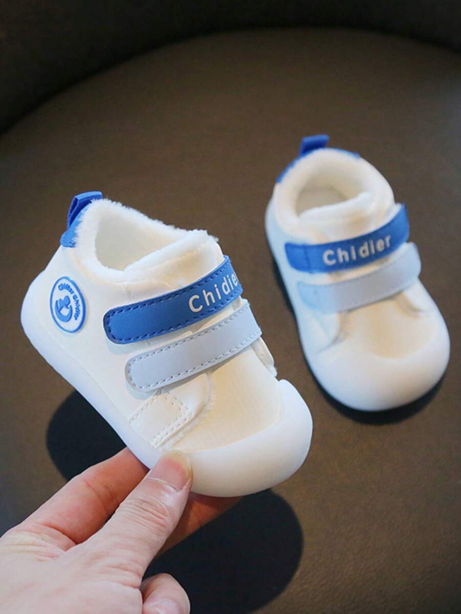 Giày đi bộ mùa đông ấm áp cho bé trai và bé gái, đế mềm, lót nhiệt, chống trượt, mũi tròn, chống va chạm, màu trắng mới từ 6 tháng đến 3 tuổi - Màu xanh lam - Xem 1