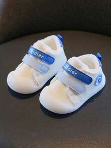 Giày đi bộ mùa đông ấm áp cho bé trai và bé gái, đế mềm, lót nhiệt, chống trượt, mũi tròn, chống va chạm, màu trắng mới từ 6 tháng đến 3 tuổi - Màu xanh lam - Xem 4