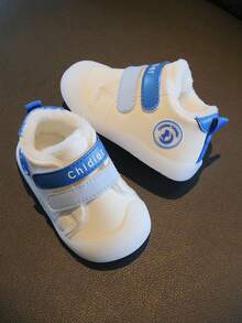 Giày đi bộ mùa đông ấm áp cho bé trai và bé gái, đế mềm, lót nhiệt, chống trượt, mũi tròn, chống va chạm, màu trắng mới từ 6 tháng đến 3 tuổi - Màu xanh lam - Xem 2