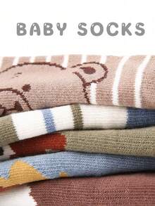 5 双多种颜色新款春季婴儿袜子，卡通幼儿袜子，适合男孩和女孩 - 彩色 - 查看 5