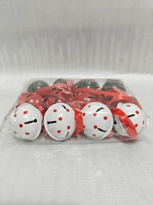 12 chiếc chuông Giáng sinh màu đỏ, trắng, xanh lá cây - Chuông kim loại cắt hình ngôi sao dùng để trang trí cây thông, vòng hoa, cửa sổ và cửa ra vào - Vật dụng tiệc Giáng sinh cổ điển - Nhiều màu - Xem 12