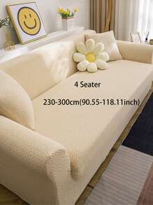 1 tấm bọc ghế sofa nhung mềm màu trơn toàn bộ, vỏ bảo vệ đệm ghế đàn hồi dày, thích hợp cho phòng khách mọi mùa - màu kem - Xem 12