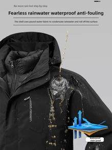 2pcs/Set Lining Winter Jacket Outdoor Windbreaker For Women, Detachable 3-In-1, Hiking Sports, Casual Couple Coats