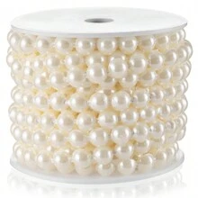 1 vòng hoa hạt ngọc trai bán nguyệt, cuộn dây hạt ngọc trai 10mm dùng làm đồ thủ công, dây ngọc trai trang trí để trang trí nhà cửa, đồ trang trí trung tâm bằng hoa, thích hợp cho bữa tối, sinh nhật, tiệc mừng em bé chào đời, trang trí tiệc cưới, ngày lễ tình nhân, trang trí năm mới - Kem - Xem 4