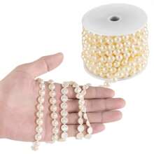 1 vòng hoa hạt ngọc trai bán nguyệt, cuộn dây hạt ngọc trai 10mm dùng làm đồ thủ công, dây ngọc trai trang trí để trang trí nhà cửa, đồ trang trí trung tâm bằng hoa, thích hợp cho bữa tối, sinh nhật, tiệc mừng em bé chào đời, trang trí tiệc cưới, ngày lễ tình nhân, trang trí năm mới - Kem - Xem 1