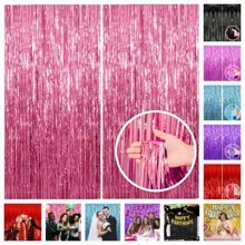 1-10 Pieces Set Of Multi Colored Optional 79 * 39in Silver Foil Tassel Background Curtains, Metal Wire Ribbon Birthday Party Decoration, Halloween Party Decoration, Wedding Party Decoration, Bachelor Party Decoration, Christmas Party Decoration, Etc. Tassel Background Decoration Is Suitable For Graduation, Baby Party, Gender Reveal, Disco Party, Birthday Party, Mother's Day, Father's Day, Easter, Bachelor's Party And Other Background Decorations