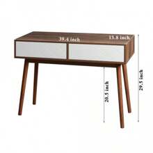 Entryway Table With 2 Carved Panel Drawers, Console Table With Storage Space And Wood Legs,Sofa Table Behind Couch For Hallway, Living Room, Natural Color - White - View 10