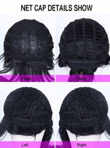 22 Inch Wednesday Addams Wig Costume Girls Black Straight Braided Wig With Bangs Synthetic Wigs For Party Daily Role Play Cosplay Use - Natural Black - View 8