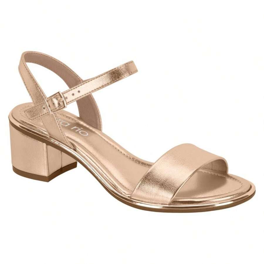 Women's Sandal With Block Heel, Low Comfort, Rose Gold Metallic, Beira Rio - 玫瑰金 - 查看 1