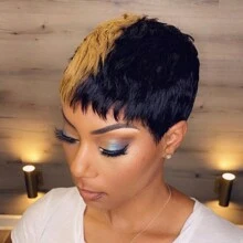 Pixie Cut Wig For Women Human Hair 1B27 Color Short Wigs For Black Women Brazilian Virgin Real Human Hair Glueless Wig Party Wig Color Wig None Lace Front Full Machine Made Halloween Cosplay Layered Haircut Wig Pixie Wigs For Women