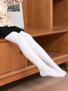 1 件女童纯色紧身裤，秋冬季温暖舒适，幼儿休闲运动风格