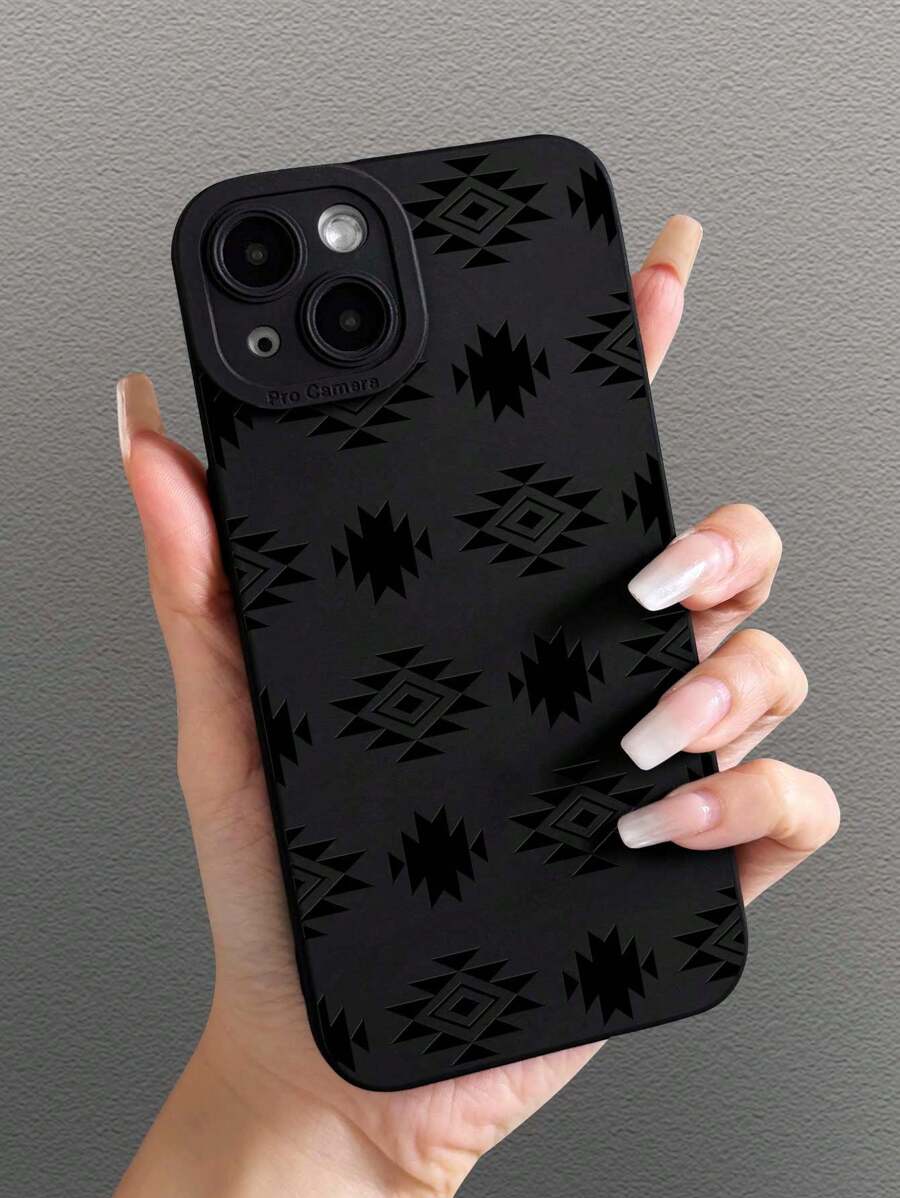 1pc Dark Gothic Western Style Geometric Pattern Black CatEye Fully