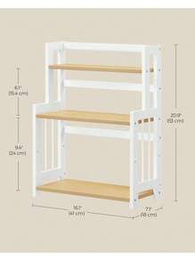 SONGMICS Spice Rack, 3-Tier Countertop Storage Shelf, Desktop Organiser With Bamboo Frame, For Kitchen, Dining Room, Office, Natural Oak - White - View 7