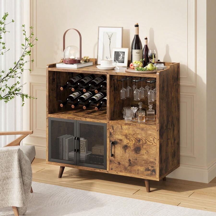 Wood Coffee Bar Industrial Liquor Farmhouse Modern