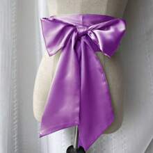 Women's Wide Satin Belt, For Wedding Gown, Bow Tie Back Closure Halloween Valentine's Day Valentines Summer, School - Multicolor - View 12