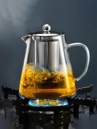 Glass Tea Pot Set With Infuser, Heat Resistant Teapot For Office And Home, Large Capacity Teaware, For Outdoor, Camping