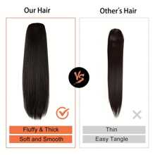 Long Straight Drawstring Ponytail Extensions Brazilian Human Hair Straight Ponytail Extensions Bone Straight Hair Extensions For Women 16-26 Inch - Natural Black - View 10