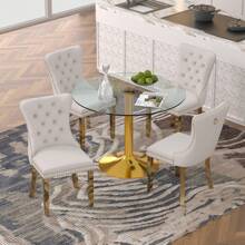 Golden Table and Beige Chairs with Golden Leg