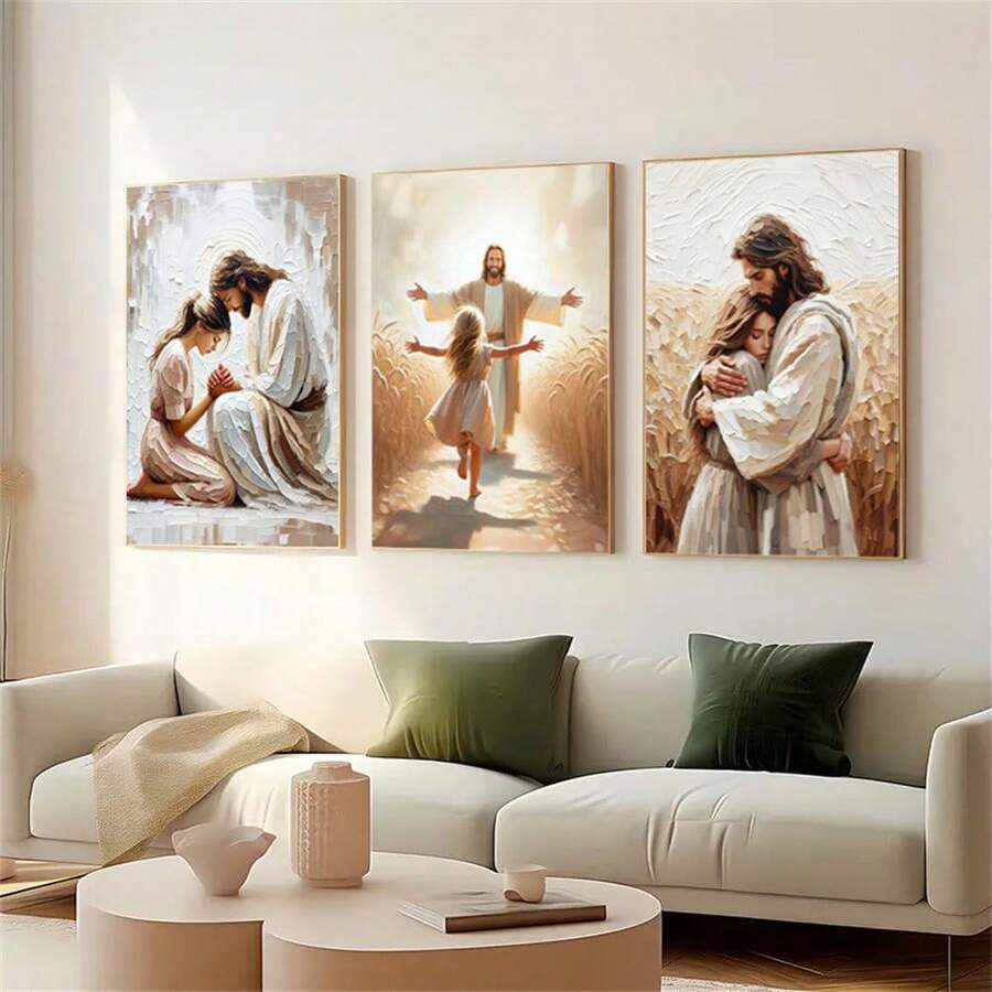 Her Faith, Christian Painting, Jesus Praying With Girl, Jesus And Girl