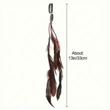 1pc Retro Artificial Feather Decorative Tassel Hairpin Bohemian Feather Fashionable Hairpin Retro Metal Hairpin Suitable For Women'S Daily Wear, Travel And Party Wear, Claw Clips, Hair Claws, Hair Slide, Hair Barrettes
