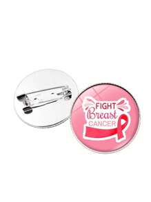 1pc Pink Ribbon Pin, Breast Cancer Awareness Promotion Advocacy Badge - Pink - View 4