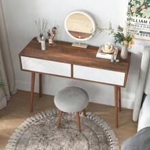 Entryway Table With 2 Carved Panel Drawers, Console Table With Storage Space And Wood Legs,Sofa Table Behind Couch For Hallway, Living Room, Natural Color - White - View 8