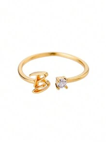 18k Gold Plated A-Z Initial Rings For Women Open Adjustable Wedding Ring 2023 Gold Color Couple Jewelry Accessories Gift - Yellow Gold - View 21