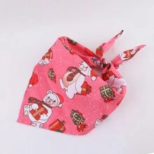 1 chiếc khăn quàng cổ phụ kiện Giáng sinh cho thú cưng, khăn Bandana hình tam giác họa tiết ông già Noel, cây thông Noel và gấu bông, yếm cho chó - màu xanh lá - Xem 10