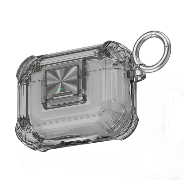 Carcasa clara compatible con la segunda generación de AirPods Pro con clip de bloqueo seguro y protección completa contra caídas de material TPU suave de alta transparencia, compatible con el estuche de carga de AirPods Pro de primera y segunda generación de Apple.