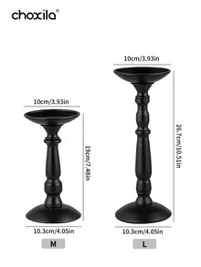 choxila 1pc 铁制烛台，小蛮腰欧式烛台，婚礼派对烛光晚餐餐桌装饰摆设烛台 - 黑色 - 查看 4