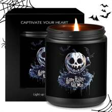 1pc Halloween Decoration Lavender Scented Candle Perfect Gift For Women Men Friends Fall Winter October Cute Dude Pumpkin Orange Party Decor Accessories Scary House Decorative Set Essential Must Have White Elephant Dirty Santa Unique Present
