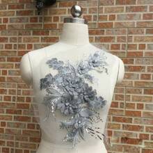 1pc Wedding Dress Decor Lace Floral Embroidered Applique With Net-Mesh Design